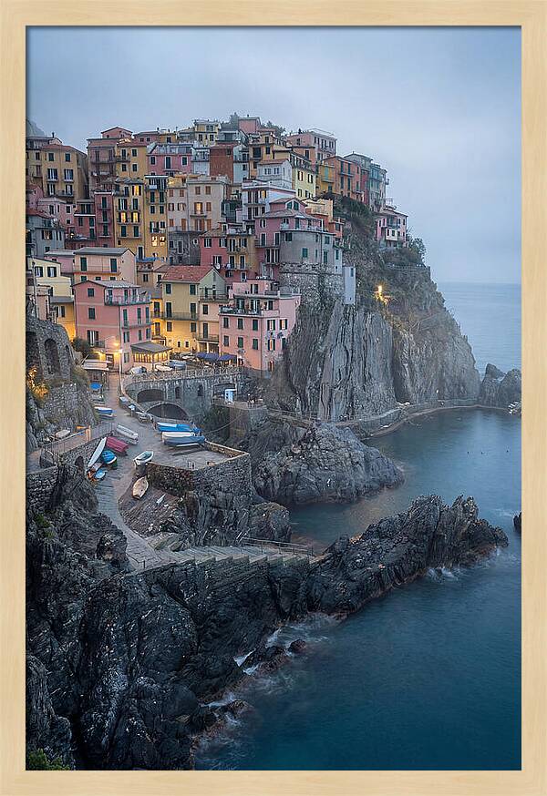 Colorful Manarola Village At Twilight