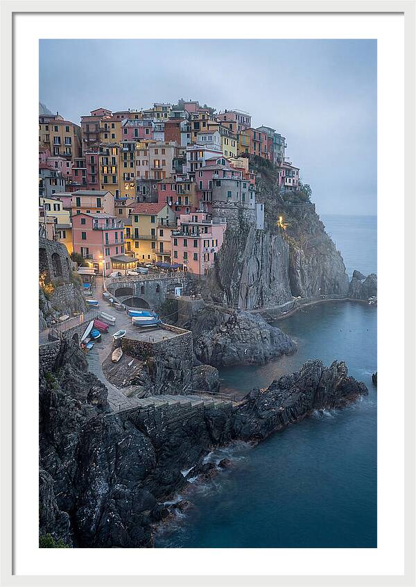 Colorful Manarola Village At Twilight