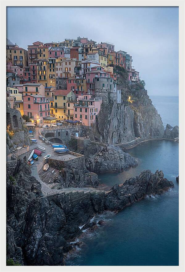 Colorful Manarola Village At Twilight