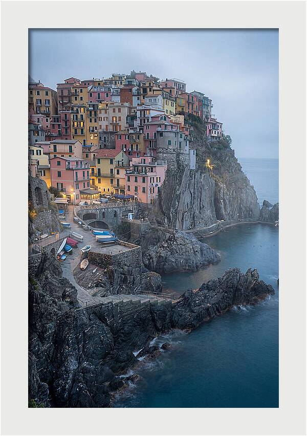 Colorful Manarola Village At Twilight