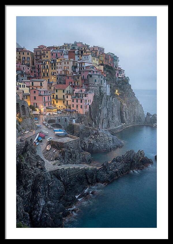 Colorful Manarola Village At Twilight