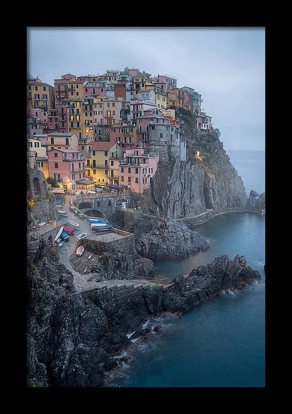 Colorful Manarola Village At Twilight