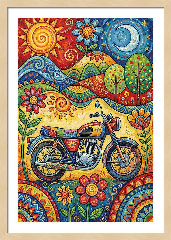 Colorful Motorcycle In Nature