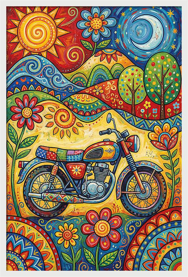 Colorful Motorcycle In Nature