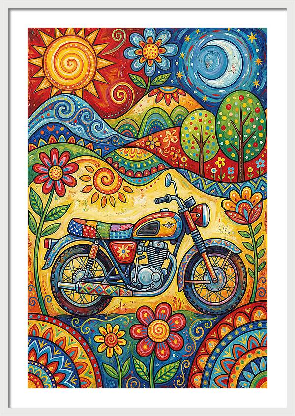 Colorful Motorcycle In Nature