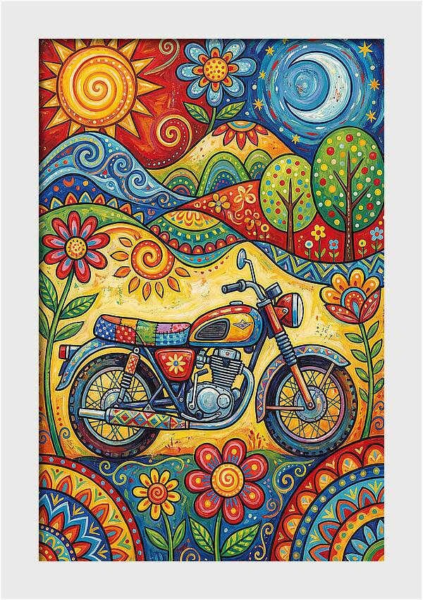 Colorful Motorcycle In Nature