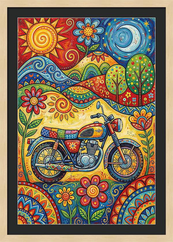 Colorful Motorcycle In Nature