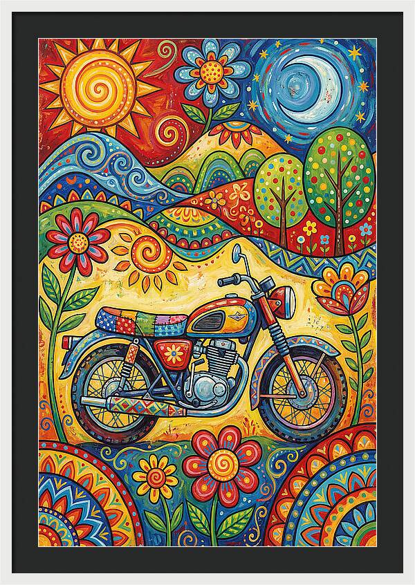 Colorful Motorcycle In Nature