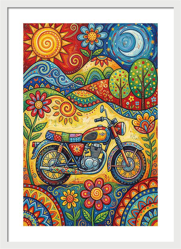 Colorful Motorcycle In Nature