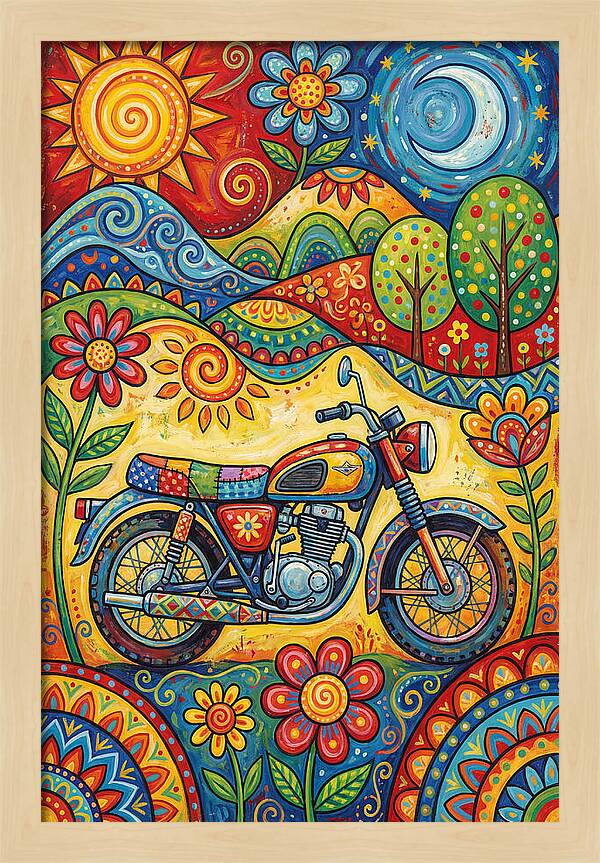 Colorful Motorcycle In Nature