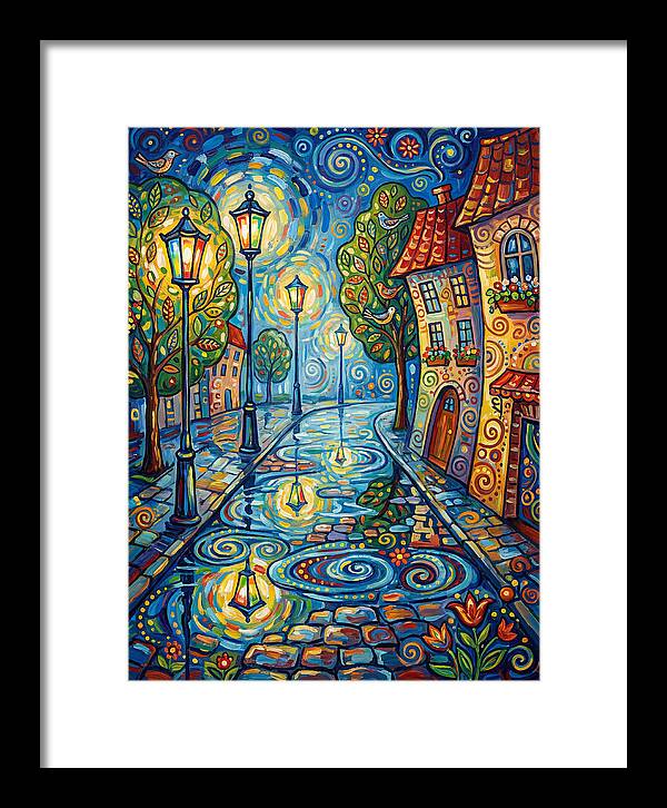 Colorful Nighttime Street Scene