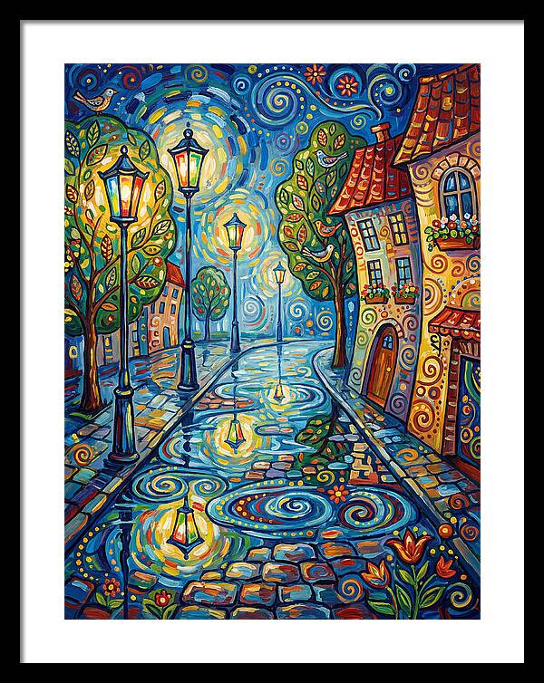 Colorful Nighttime Street Scene