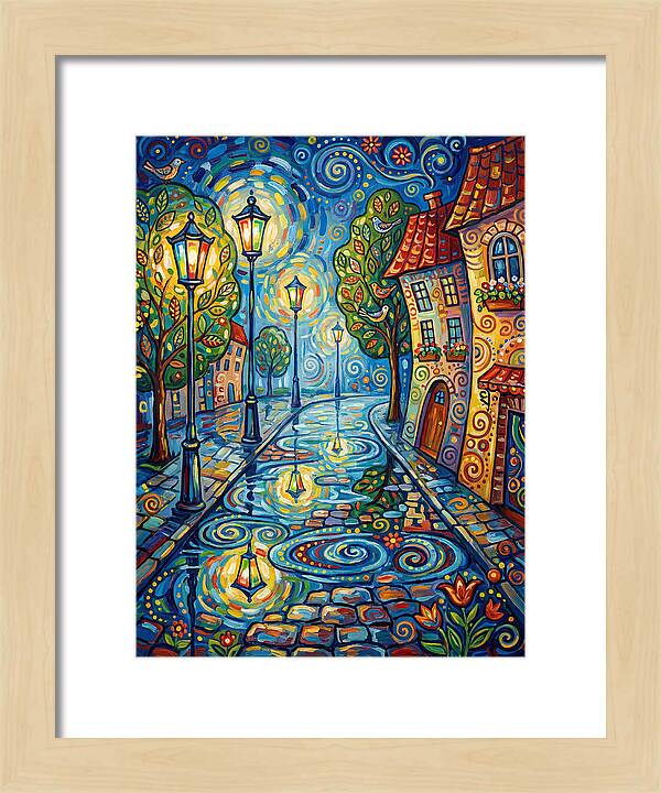 Colorful Nighttime Street Scene