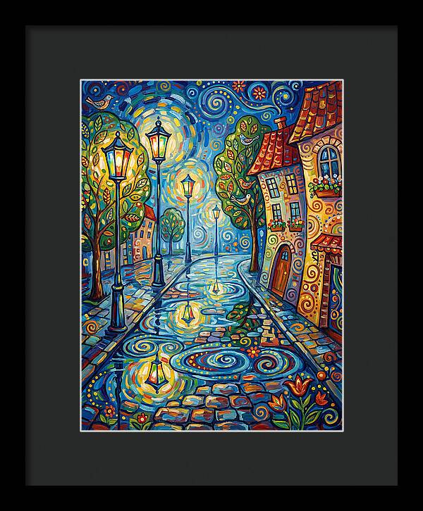 Colorful Nighttime Street Scene