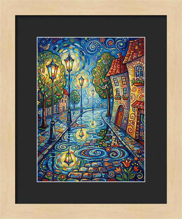 Colorful Nighttime Street Scene