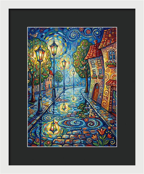 Colorful Nighttime Street Scene