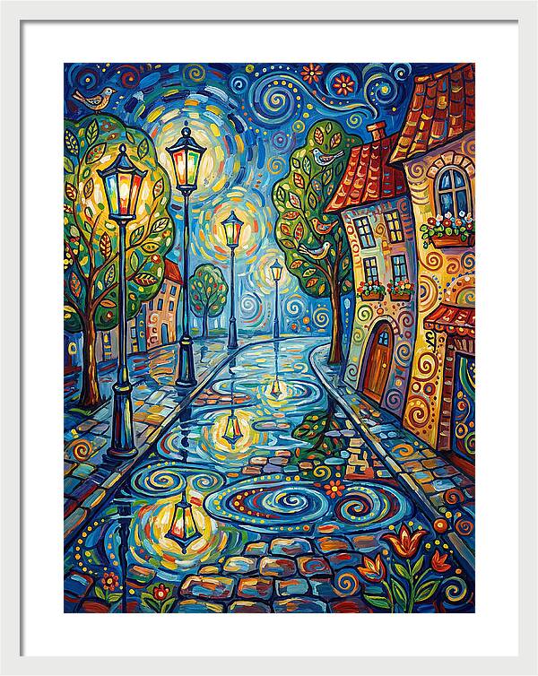 Colorful Nighttime Street Scene