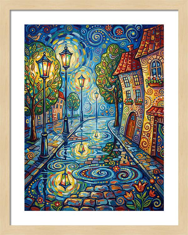 Colorful Nighttime Street Scene