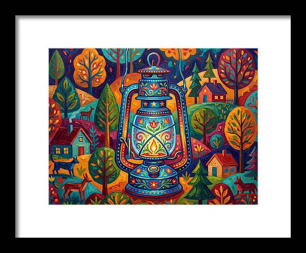 Colorful Oil Lantern In A Folk Landscape