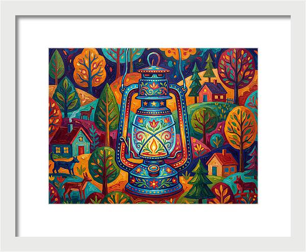 Colorful Oil Lantern In A Folk Landscape