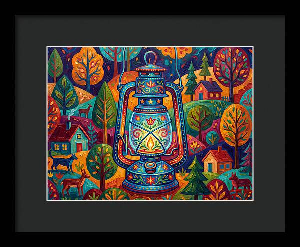 Colorful Oil Lantern In A Folk Landscape