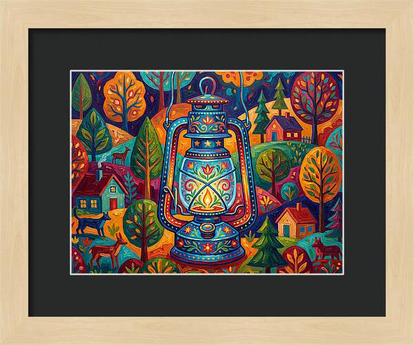 Colorful Oil Lantern In A Folk Landscape