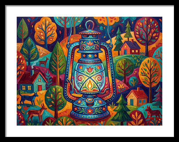 Colorful Oil Lantern In A Folk Landscape