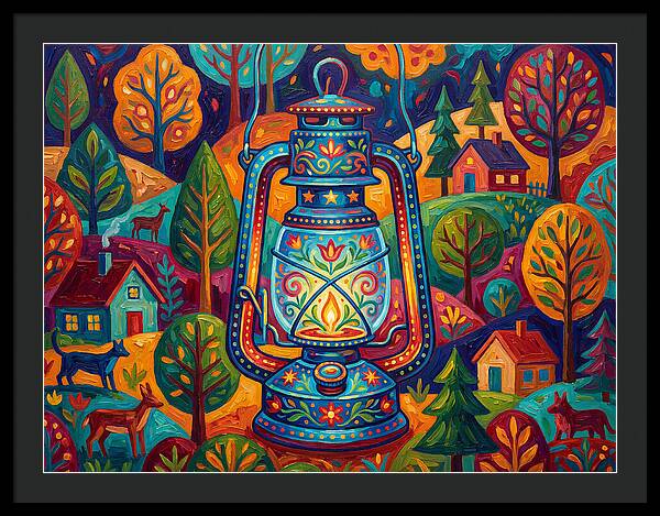 Colorful Oil Lantern In A Folk Landscape