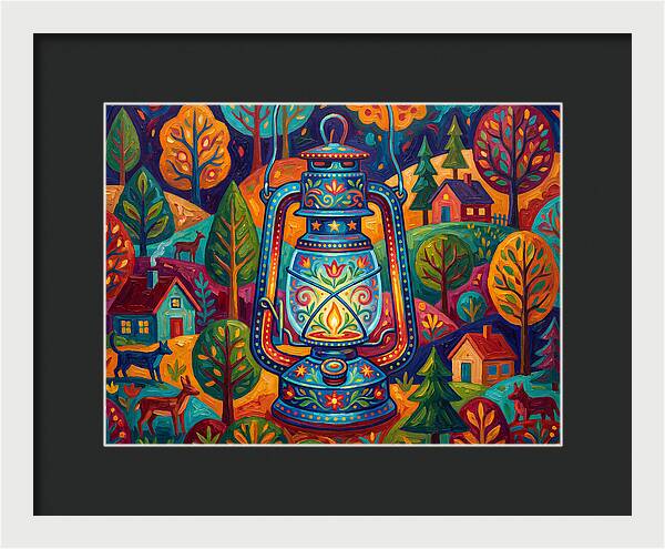 Colorful Oil Lantern In A Folk Landscape