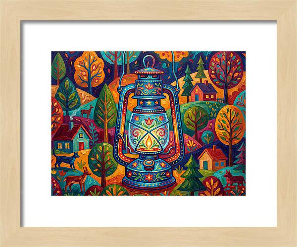 Colorful Oil Lantern In A Folk Landscape