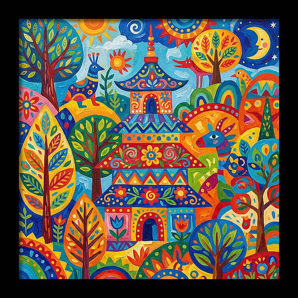 Colorful Pagoda In Nature