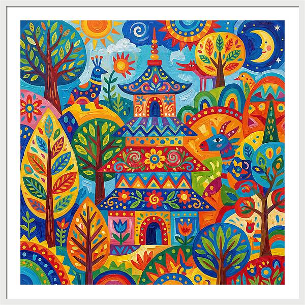 Colorful Pagoda In Nature