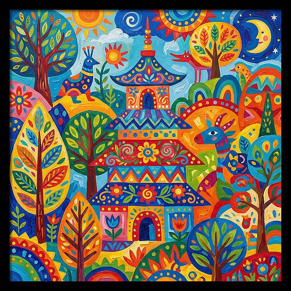 Colorful Pagoda In Nature