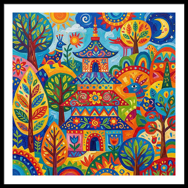 Colorful Pagoda In Nature