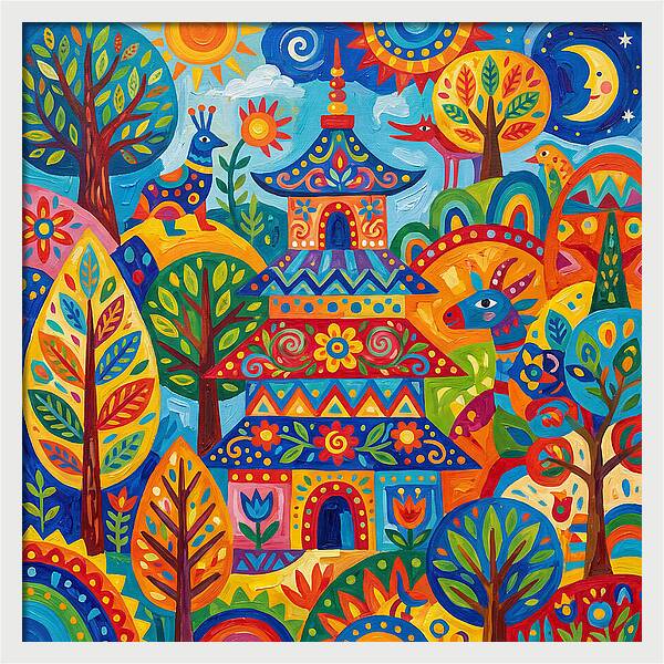 Colorful Pagoda In Nature