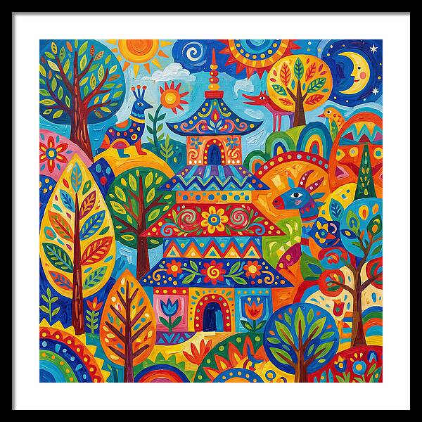 Colorful Pagoda In Nature