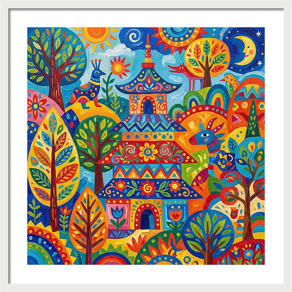 Colorful Pagoda In Nature
