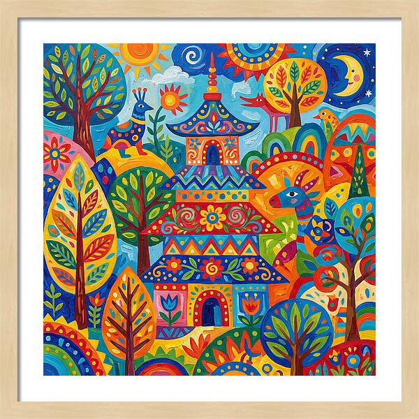 Colorful Pagoda In Nature