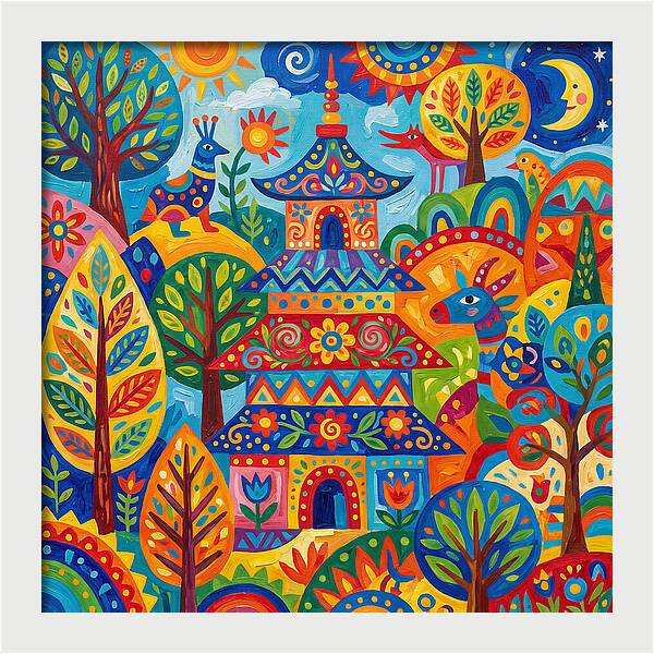 Colorful Pagoda In Nature