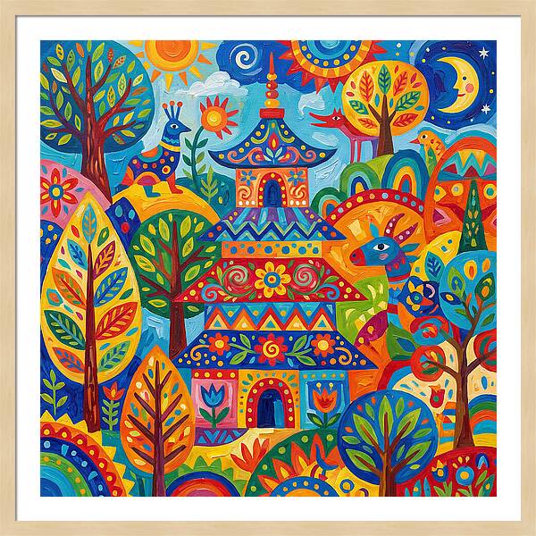 Colorful Pagoda In Nature
