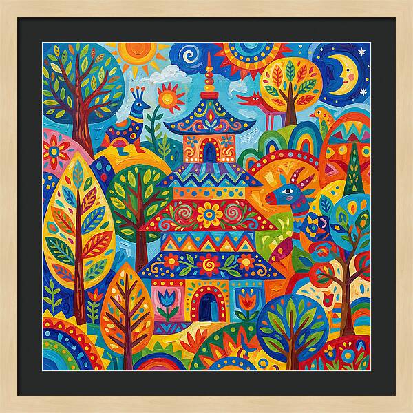 Colorful Pagoda In Nature