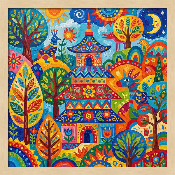 Colorful Pagoda In Nature