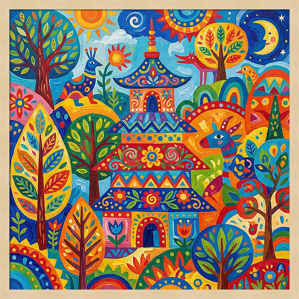 Colorful Pagoda In Nature