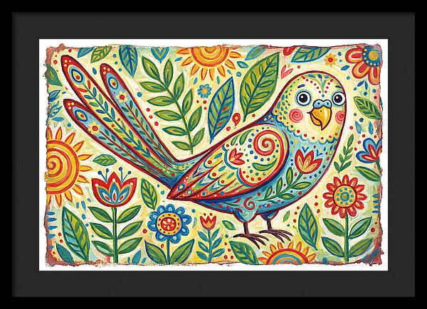 Colorful Parakeet In Folk Style