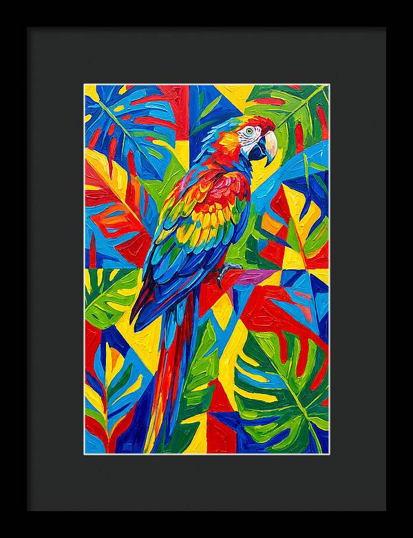 Colorful Parrot Among Tropical Leaves