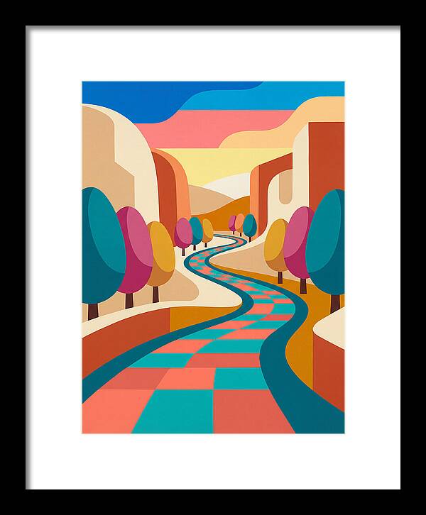 Colorful Path Through Abstract Landscape