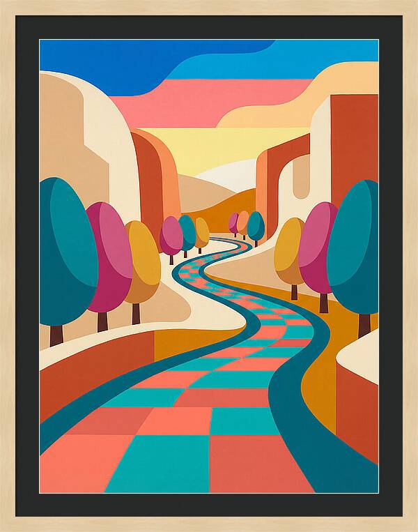 Colorful Path Through Abstract Landscape