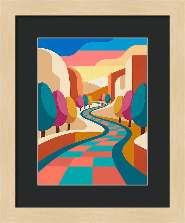 Colorful Path Through Abstract Landscape