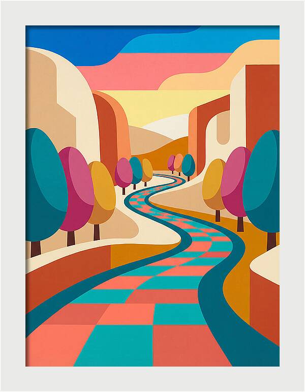 Colorful Path Through Abstract Landscape