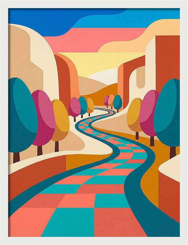 Colorful Path Through Abstract Landscape